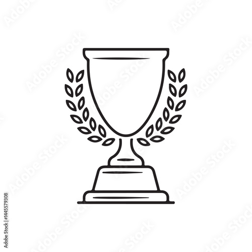 Trophy linear icon. Line art illustration. Contour symbol. Vector isolated outline drawing