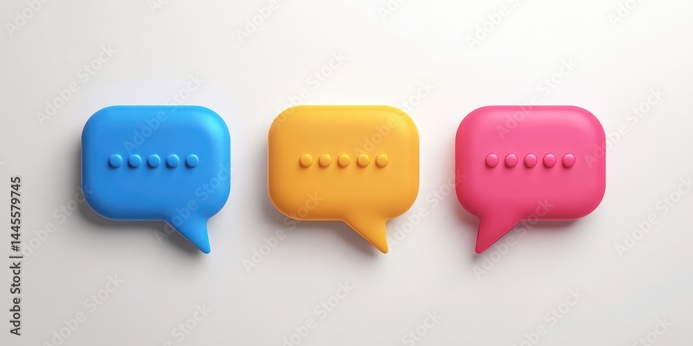 Chat bubble and alert icons are isolated on white.