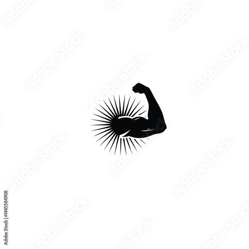 muscular arm silhouette on white background