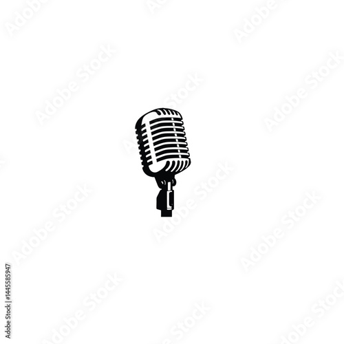 retro microphone silhouette on white background