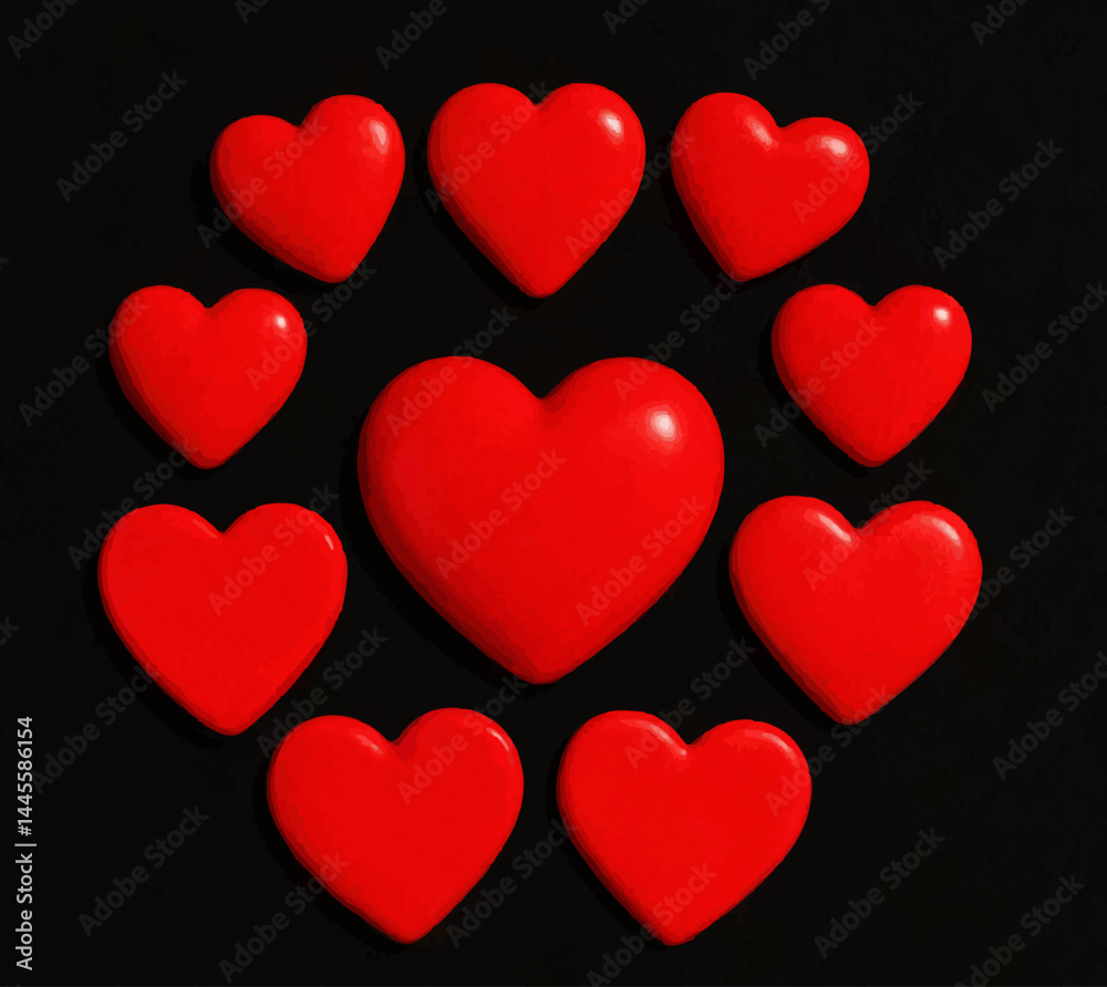 fiery red heart set illustration fiery red heart set illustration