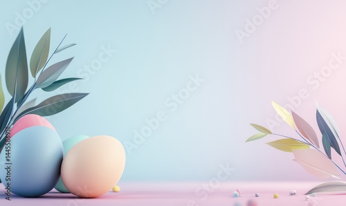 Minimal Easter sale banner template with soft gradient background. AI generated illustration.