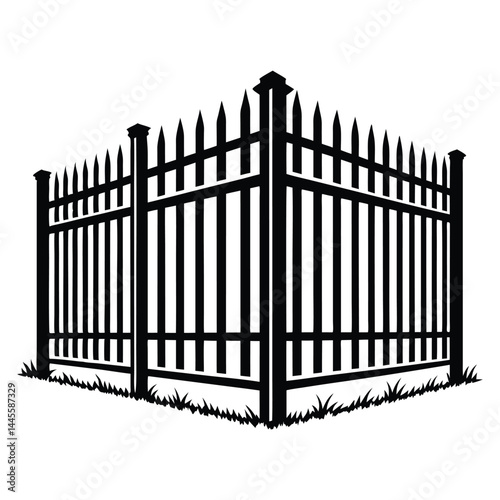 silhouette of picket fence vector black illustration