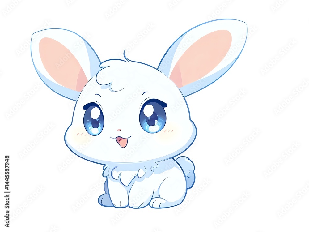 Adorable White Bunny Rabbit Illustration Adorable White Bunny Rabbit Illustration