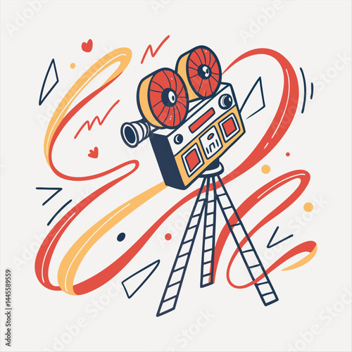 Colorful Creative Media Camera Illustration – Artistic Film and Video Concept.
