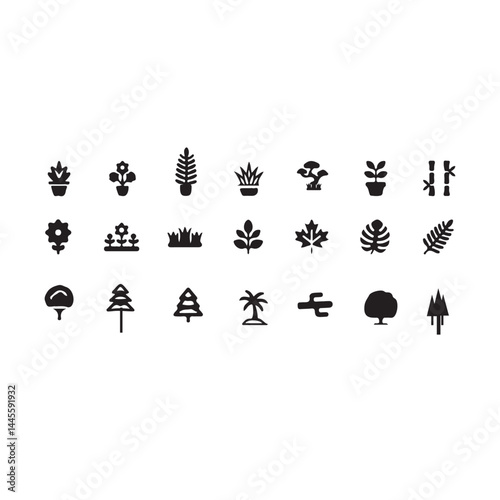 Plant, tree icon set.  photo