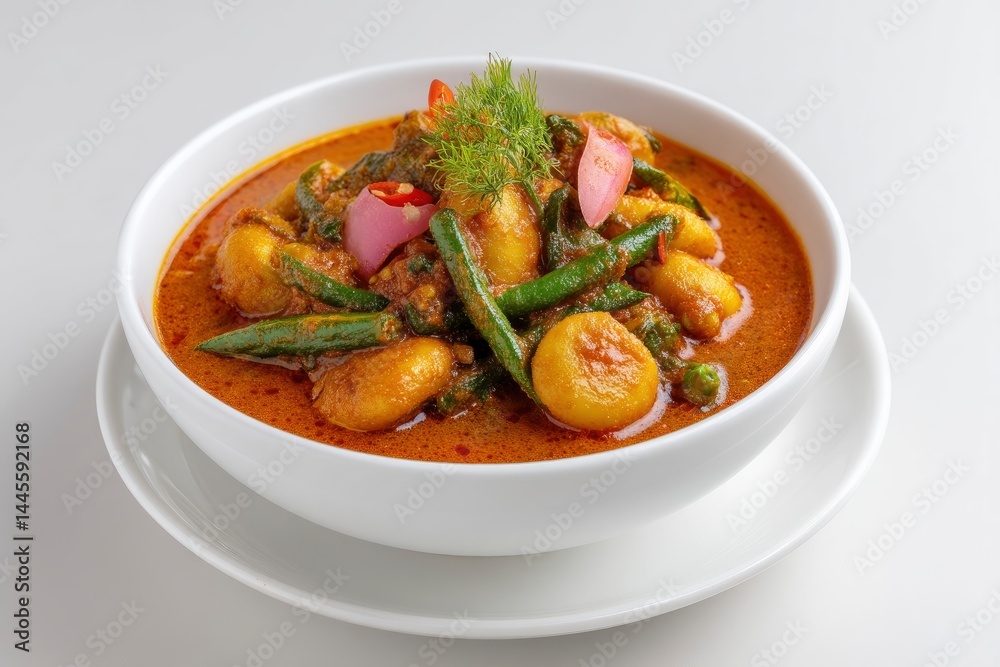Bowl of Curry with Potato, Bean and Onion Bowl of Curry with Potato, Bean and Onion
