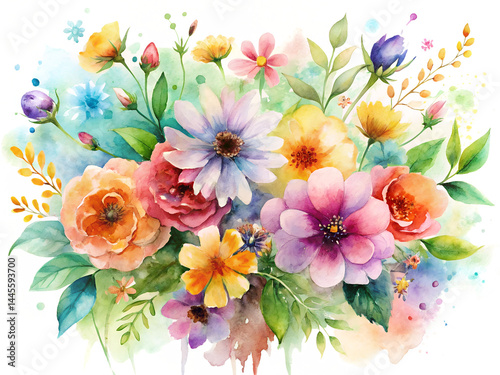 Abstract Watercolor Flowers