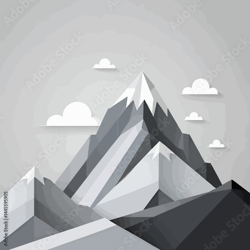 Monochromatic_Mountain_Range_Illustration_Abstract_Geometric_Design_Snowcapped_Peaks_and_Clouds_Minimalist_Gray_Scale_Background_Modern_Art_Landscape_Poster