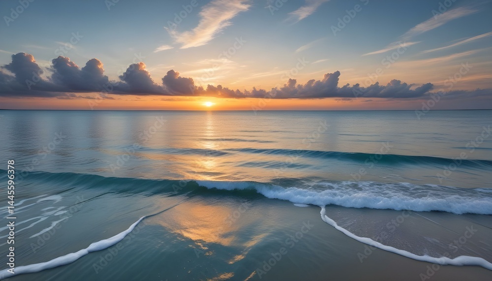 Fototapeta premium Stunning sunset paints the sky and ocean in a breathtaking display of color and light.