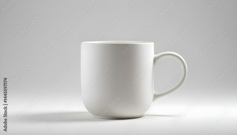 Obraz premium A clean, white ceramic mug, artfully lit and perfect for a cup of coffee or tea in a studio shot.