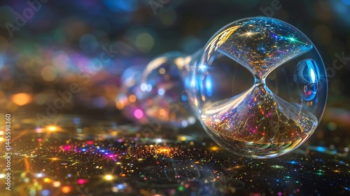 Cosmic hourglass showing time bending under intense gravitational forces