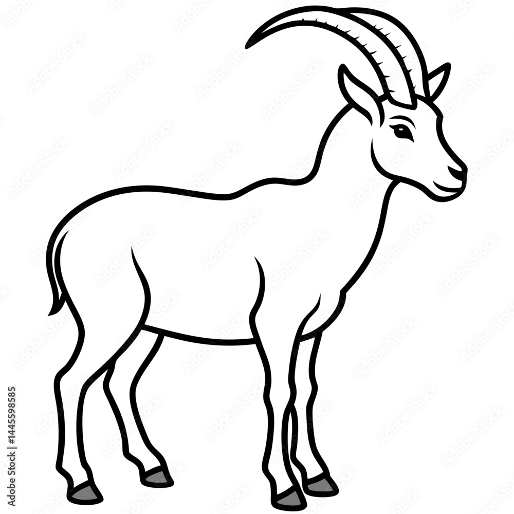 Sleek Ibex One-Line Vector Art Sleek Ibex One-Line Vector Art
