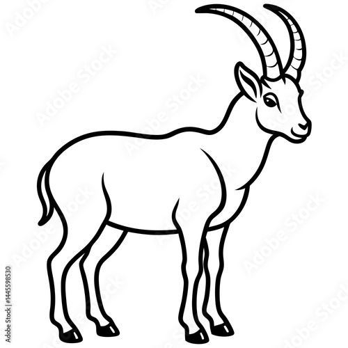 Sleek Ibex One-Line Vector Art