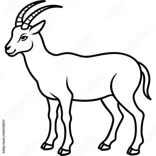 Sleek Ibex One-Line Vector Art