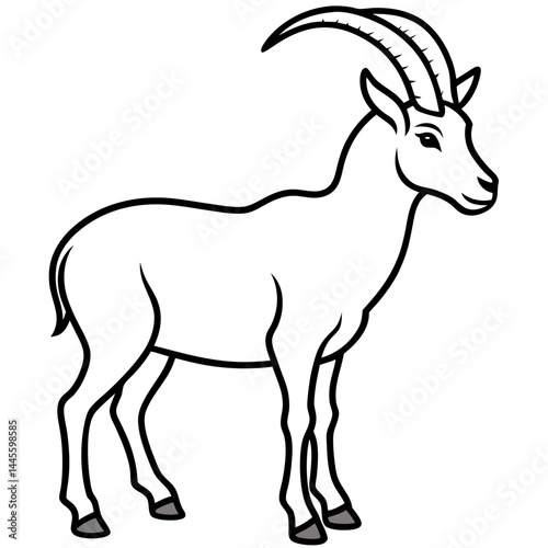 Sleek Ibex One-Line Vector Art