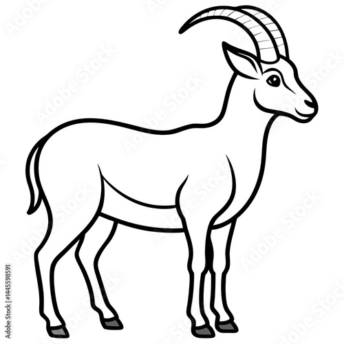 Sleek Ibex One-Line Vector Art