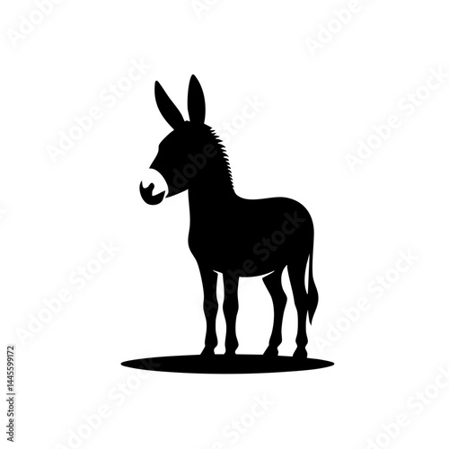 Majestic Donkey Silhouette: Elegant Black and White Vector Graphic