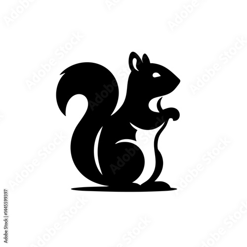 Elegant Black Squirrel Silhouette: Nature Logo Design