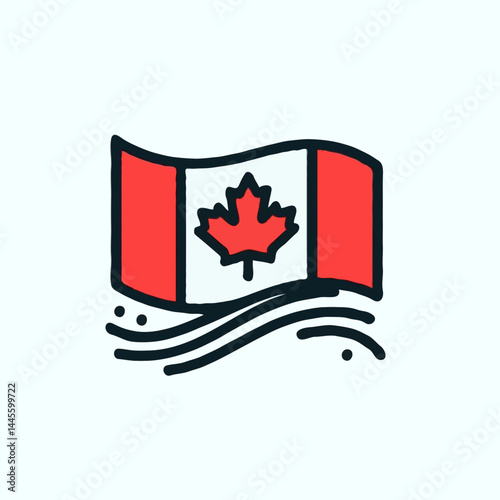Canadian Flag waving in celebration for Canada Day  