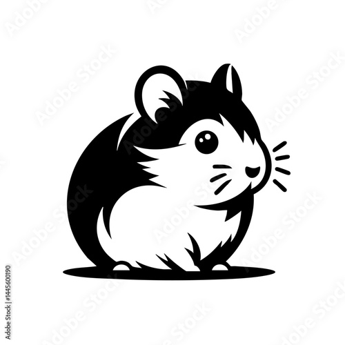 Adorable Hamster: A Charming Black and White Illustration
