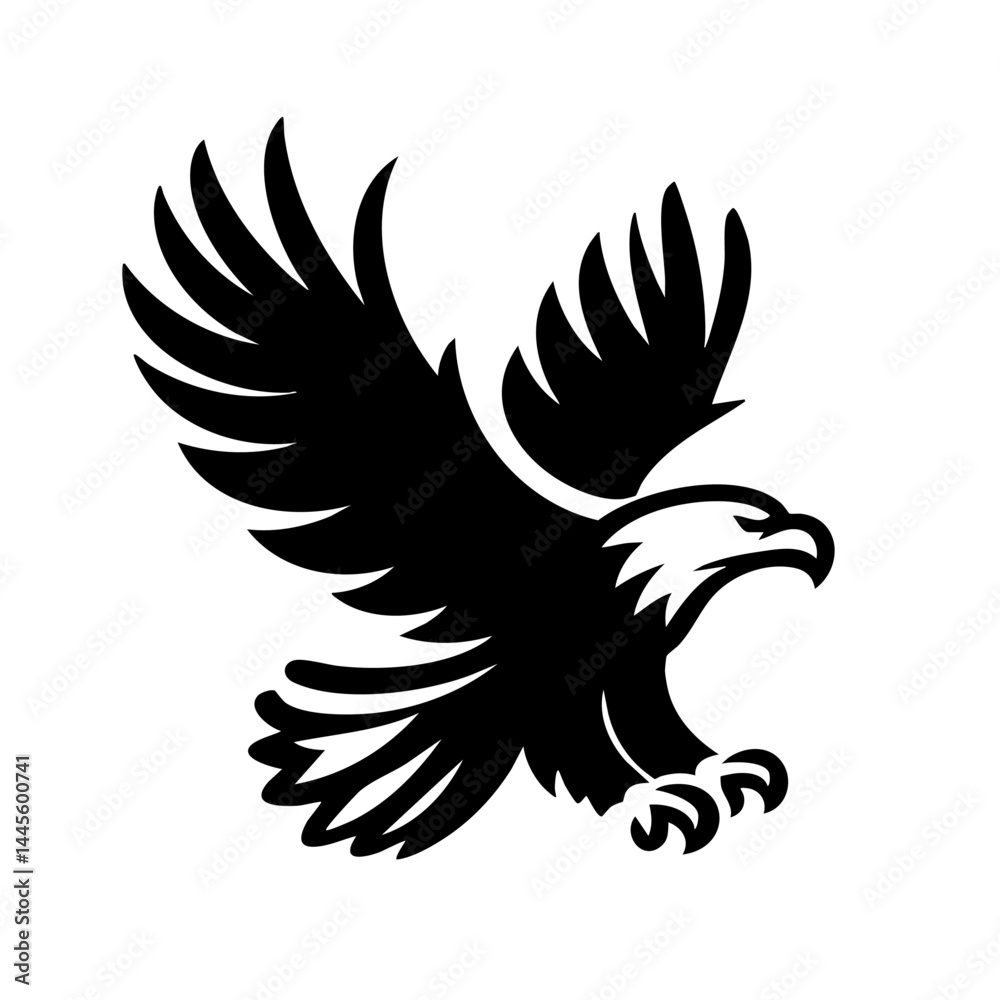 Obraz premium Majestic Eagle in Flight: Black and White Vector Art
