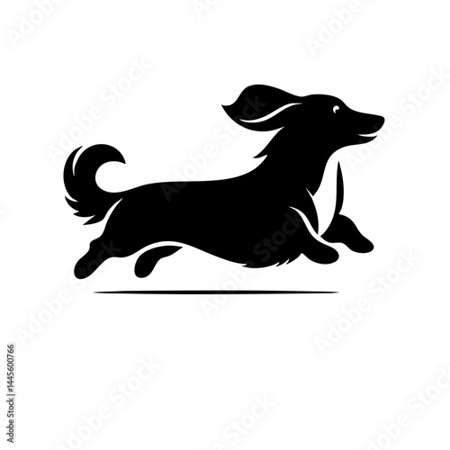 Running Dachshund Silhouette: Elegant Canine Vector Graphic