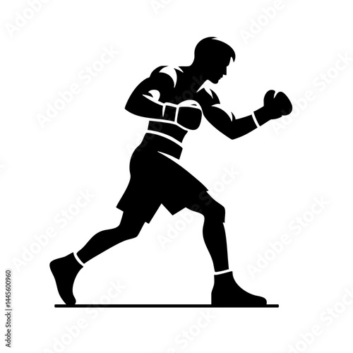 Powerful Boxer Silhouette: Dynamic Punch, Boxing Art