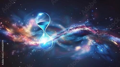 Cosmic hourglass showing time bending under intense gravitational forces