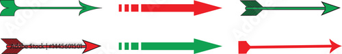 Green and Red Double Sided Arrows Vector Set, Straight Bidirectional Arrow Icons for Navigation, Infographics, Presentation Graphics, and Motion Direction Symbols
