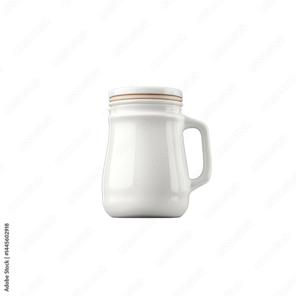 White Ceramic Mug with Lid - Simple and Elegant Design White Ceramic Mug with Lid - Simple and Elegant Design