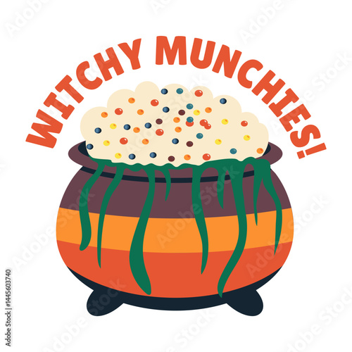 A flat style sticker of a witch cauldron