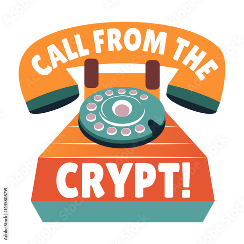 A flat style sticker of retro phone