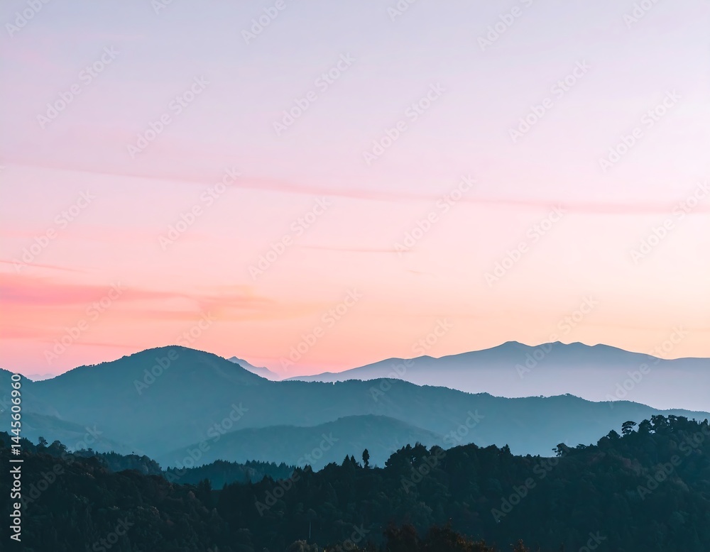 Serene Sunset Over Misty Mountains Serene Sunset Over Misty Mountains