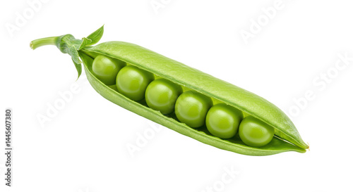 Foto Isolated Open Pea Pod with Peas