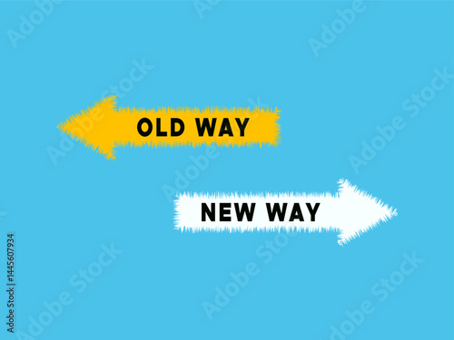 old way new way arrows business life change personality development  concept vector