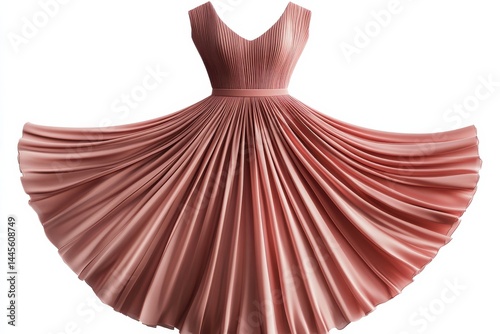 Fototapeta Naklejka Na Ścianę i Meble -  Elegant pleated dusty rose midi dress perfect for special occasions with a fitted bodice and a