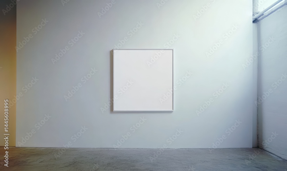 Mockup of empty poster frame on white wall. AI generated illustration. Mockup of empty poster frame on white wall. AI generated illustration.