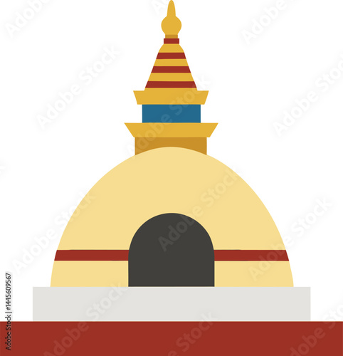 Colorful illustration of a Buddhist Stupa
