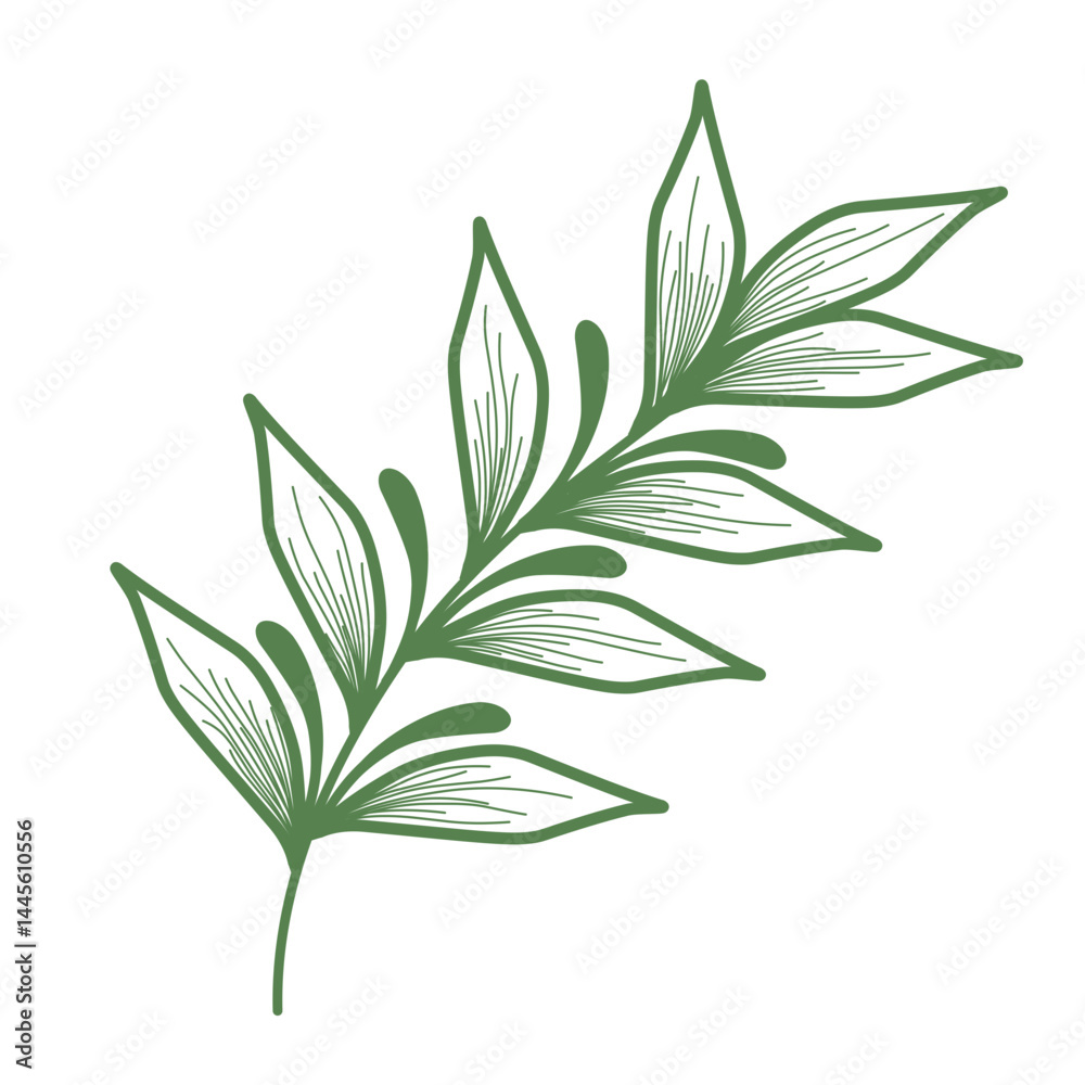 Obraz premium Minimalist leaf illustration set. Leaf illustration for wedding. Elegant line art leaf illustrations for wedding invitation decoration