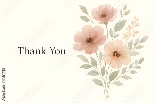 Obraz na płótnie A floral design with pastel-colored flowers and the phrase Thank You in elegant typography. Concept Floral Arrangement, Pastel Color Palette, Elegant Typography, Thank You Card Design w salonie