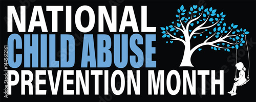 National Child Abuse Prevention Month, banner and flyer style black background