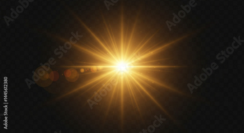 PNG transparent shining sun with glowing rays, special lens flare light effect. Transparent Sun rays. Sunlight flash. Glow light effects. lens sparkles. Bright light lens. light transition. Light PNG