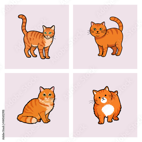 set of cute cartoon cat vector ilustrations