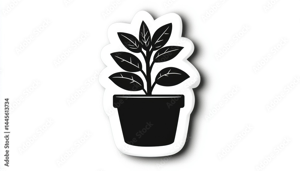 Obraz premium Plant in Pot Silhouette (1)