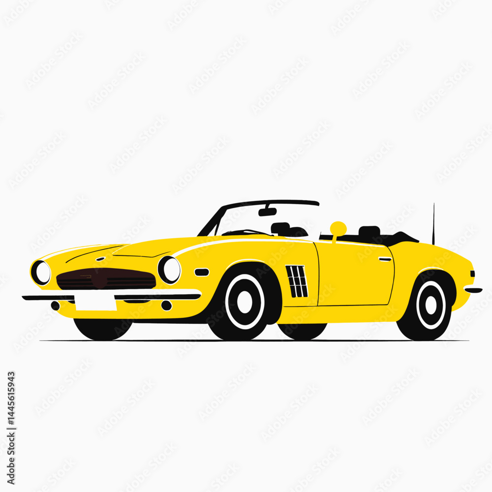 Fototapeta premium Classic Car Illustration_Vintage Convertible Vehicle Graphic_Automotive Design_Collectible Automobile Artwork_Iconic Roadster Image