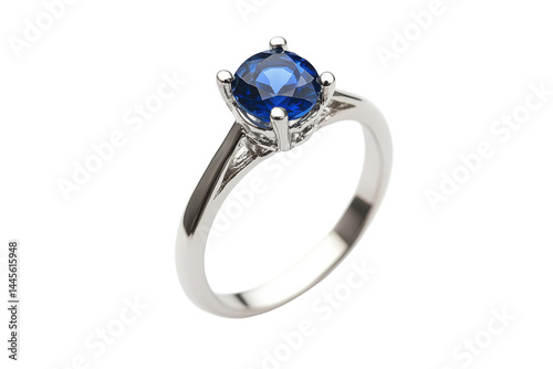 Sparkling Sapphire Ring Elegant Silver Band Brilliant Blue Gemstone Close up Product Shot
