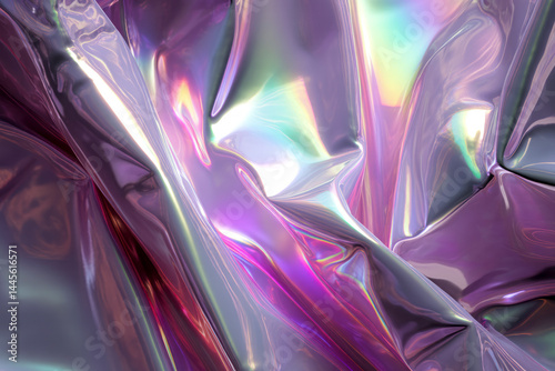 Futuristic Metallic Abstract Flow with Holographic Silk Effects