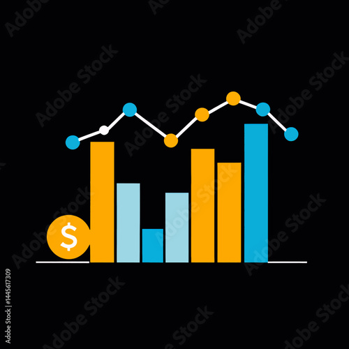 Financial_Growth_Chart_Dollar_Coin_Visual_Data_Analysis_Investment_Performance_Business_Analytics_Stock_Market_Trends_Economic_Indicator_Wealth_Management_Graph_Illustration