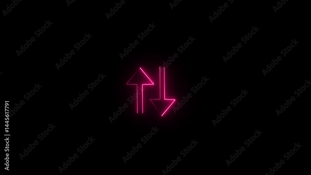 Quality and cost control idea. Quality control and company cost reduction. neon line animation Abstract neon directional arrow icon Quality and cost control idea. Quality control and company cost reduction. neon line animation Abstract neon directional arrow icon